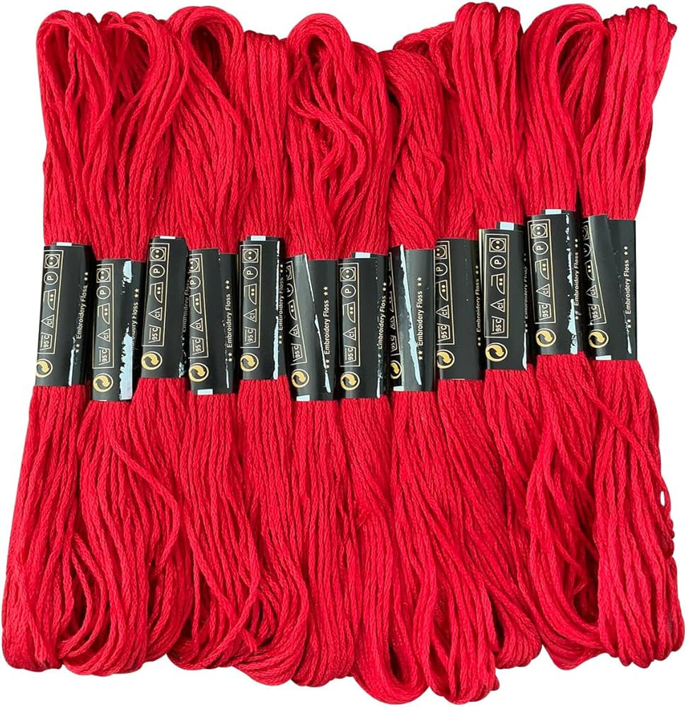 12 Skeins Embroidery Floss Red Color, Friendship Bracelet String Cross Stitch Embroidery Thread F... | Amazon (US)
