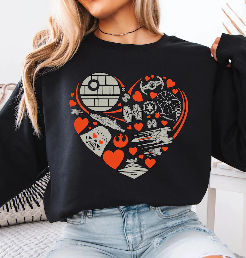 Valentine's Day Star Wars Heart Sweatshirt, Matching Valentines Day Tee, Galaxy's Edge Valentine ... | Etsy (US)