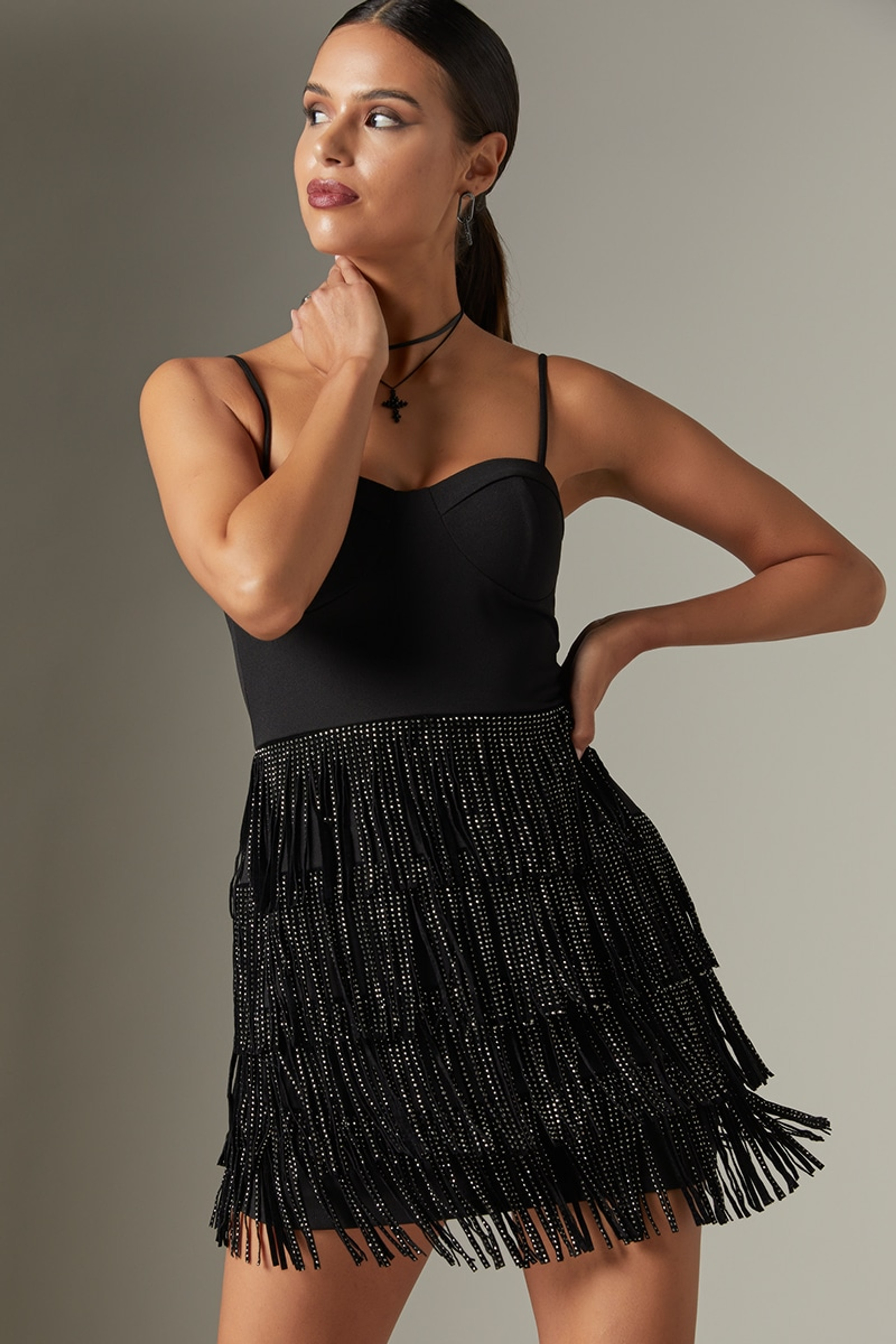 Letitia Embellished Fringe Dress | Francesca's