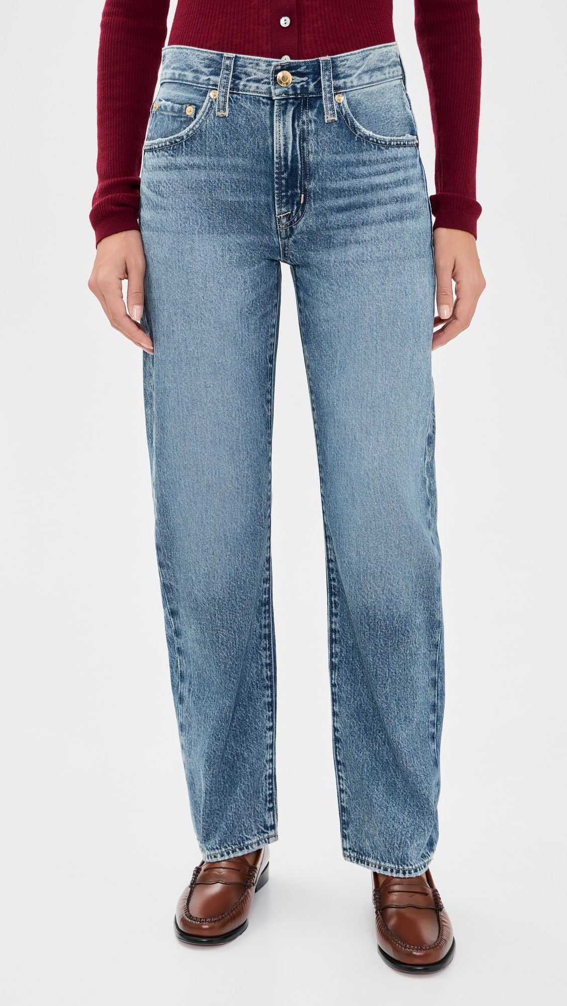 Lexi Mid Rise Bowed Straight Jeans | Shopbop