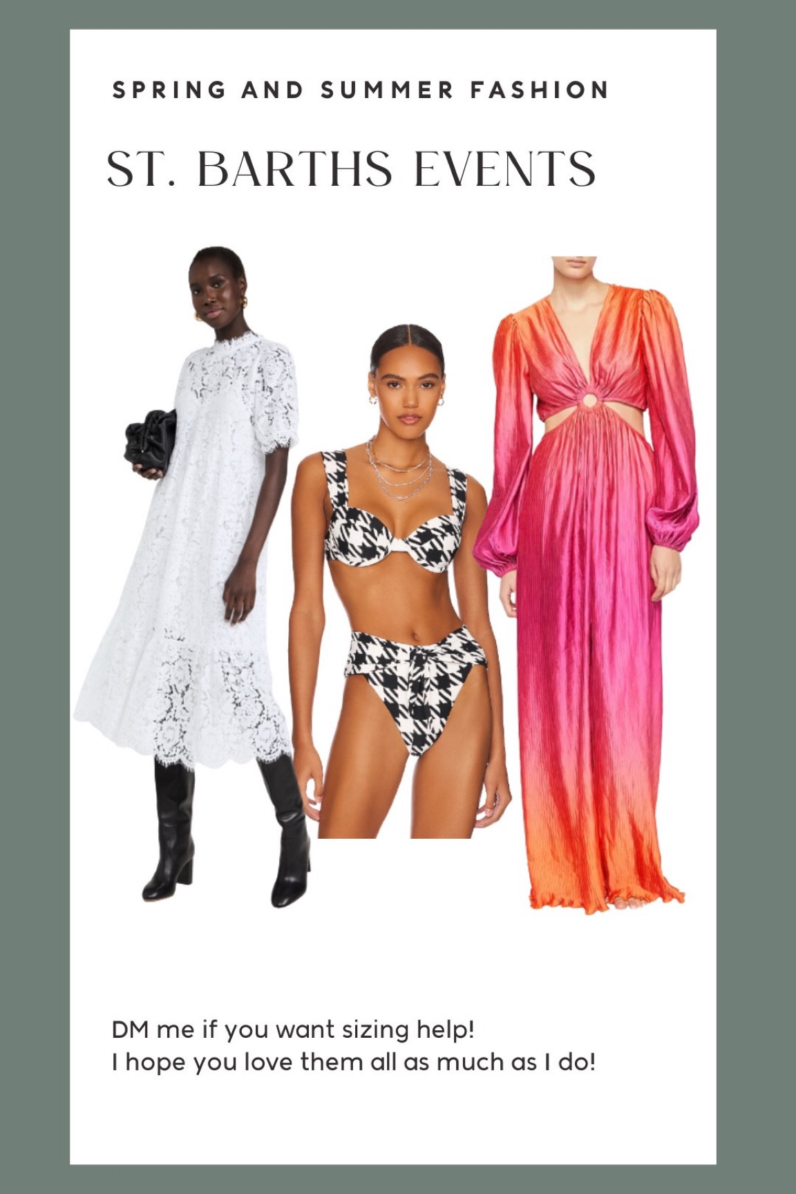 Elevate your wardrobe this spring and summer with these gorgeous dresses. Perfect for a vacation, destination wedding, event, or date night! 

#ltkevent #eventstyle #elevatedstyle #chicoutfits 

Maxi dress, midi dress, white lace dress, pink and orange dress, cutouts, black and white bathing suit, Shannon Russo Interiors 

#LTKwedding #LTKfit #LTKFind