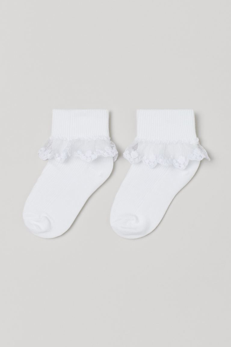 2-pack Lace-trimmed Socks | H&M (US + CA)