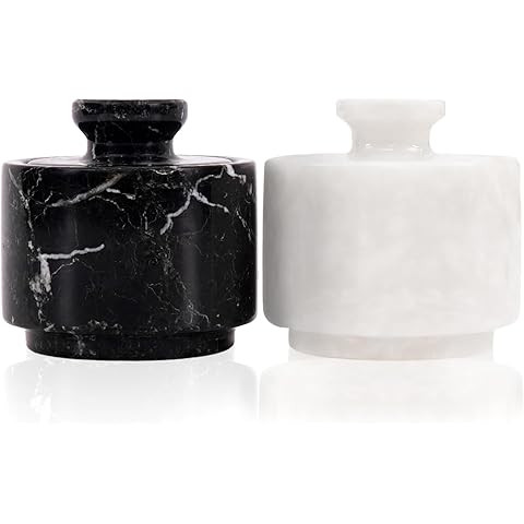 Flexzion Marble Salt Cellar with Lid - Salt and Pepper Bowls Dish Container for Kitchen - Marble ... | Amazon (CA)