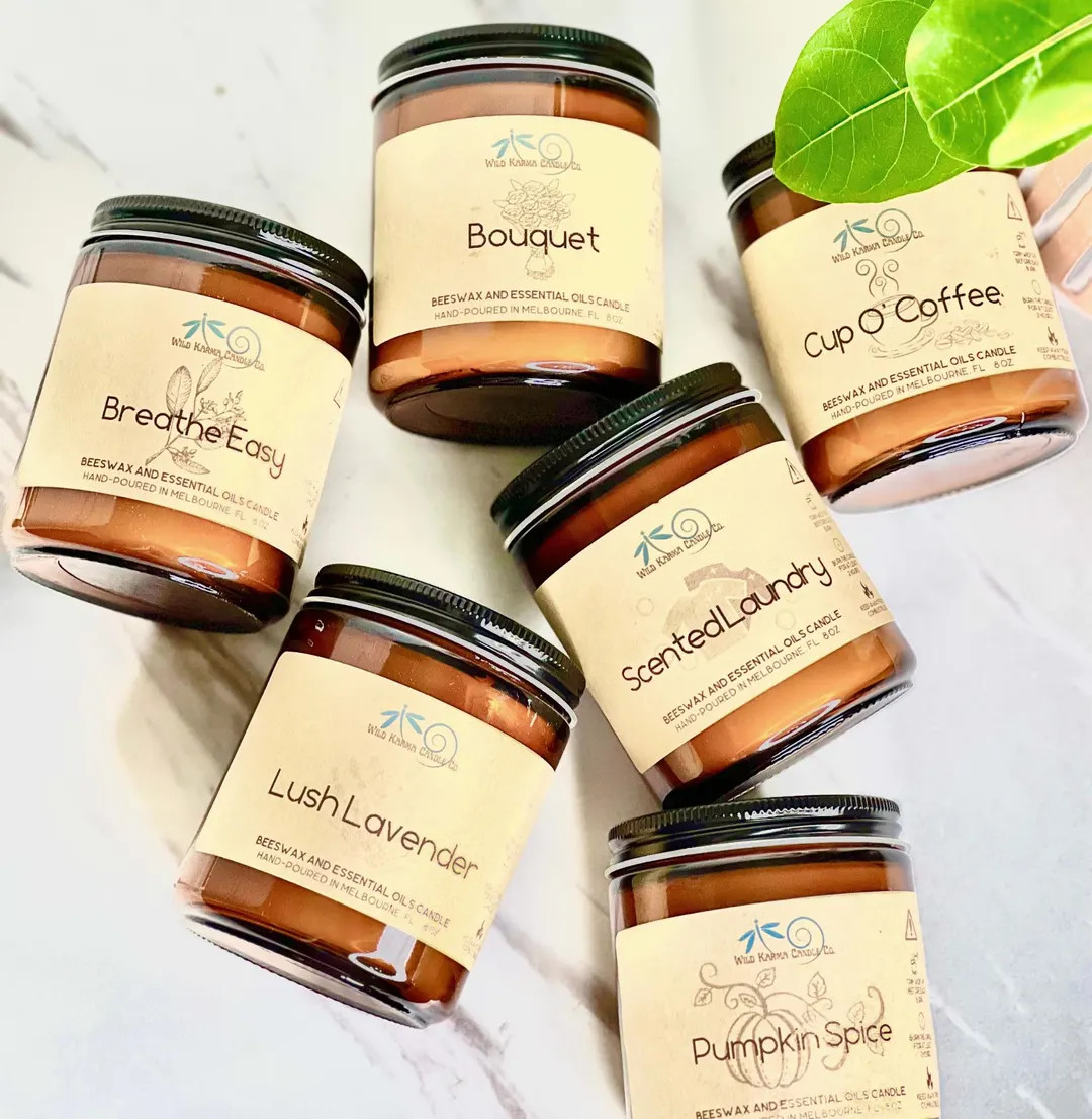 Essential Oil Beeswax Candle: Wood Wick, Aromatherapy, Eco-friendly - Etsy | Etsy (US)