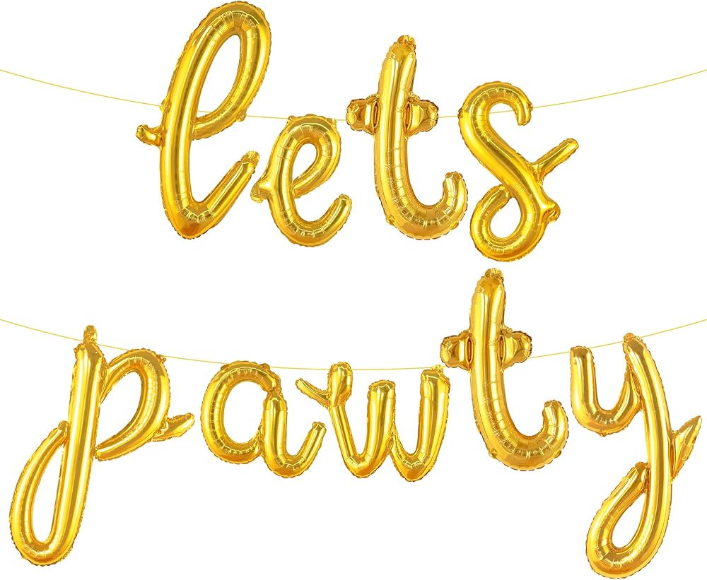 KatchOn, Gold Lets Pawty Balloon Letters - 16 Inch | Script Lets Pawty Balloon for Dog Birthday D... | Amazon (US)