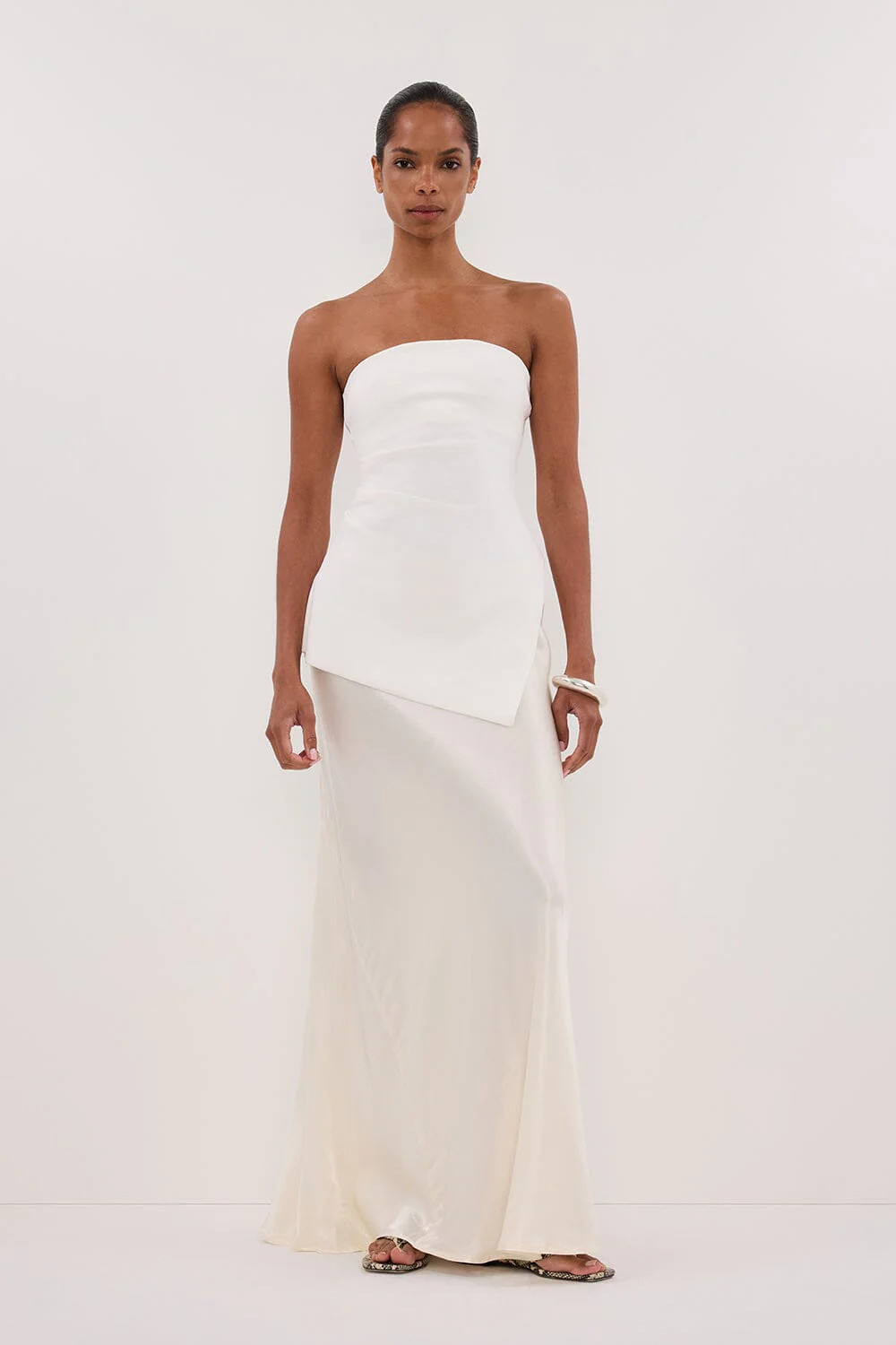 LUKE OFF WHITE LONGLINE BANDEAU TOP | DISSH