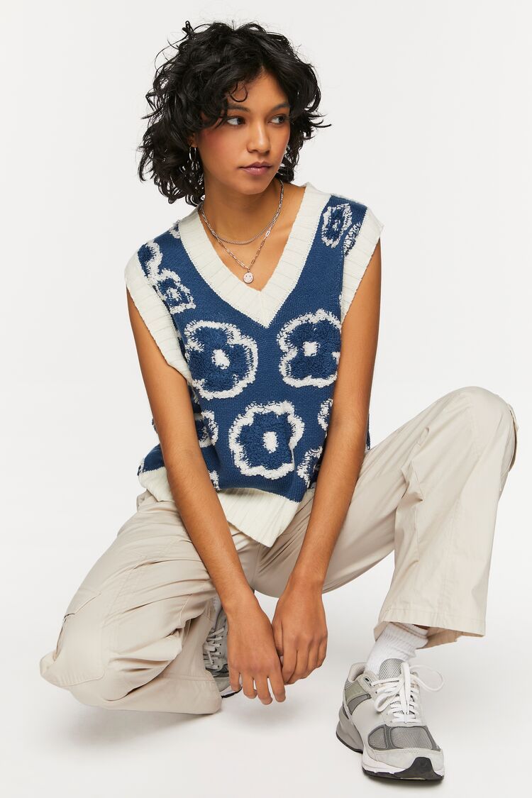 Textured Floral Print Sweater Vest | Forever 21 (US)