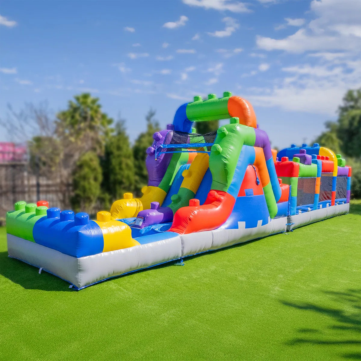 Herokiddo Block Party 42\u2019 Inflatable Obstacle Course With Water Slide \u2013 Commercial Grad... | Wayfair North America