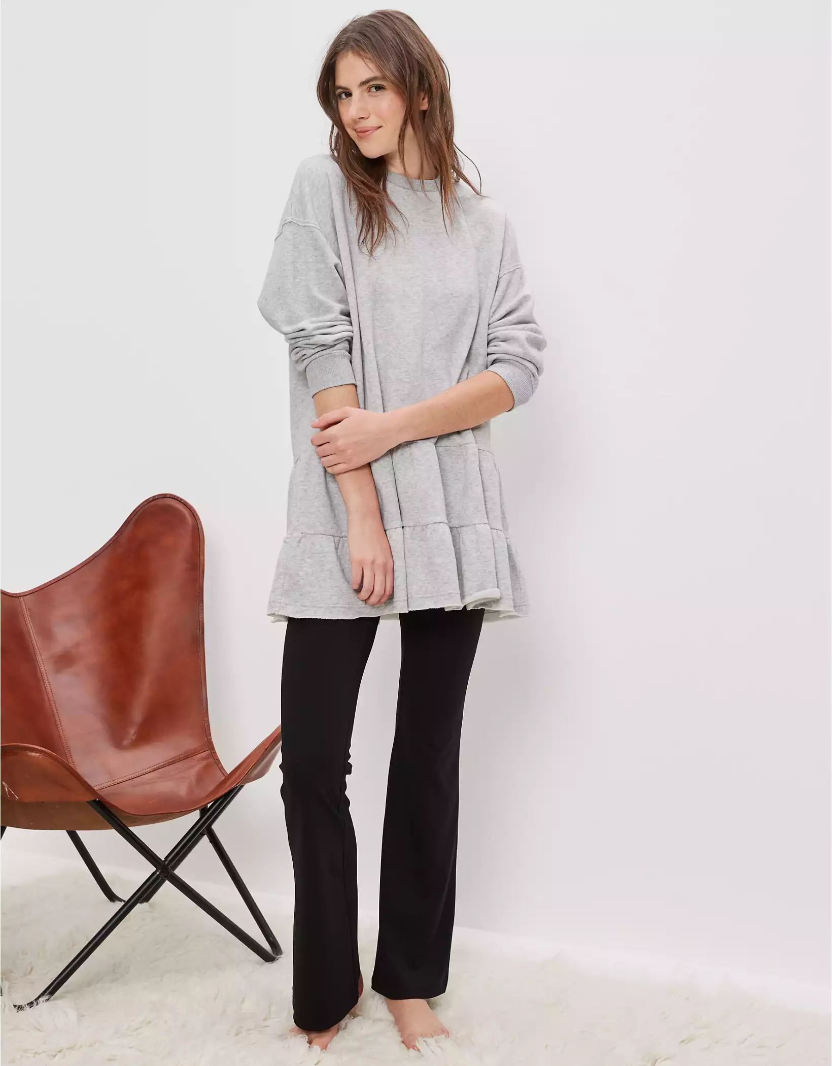 AE Fleece Tiered Sweatshirt Mini Dress | American Eagle Outfitters (US & CA)