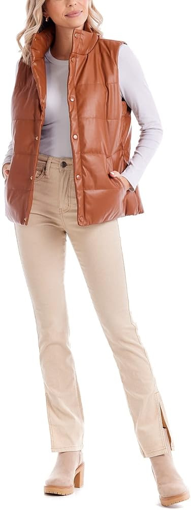 Mud Pie Womens Women's Boyd Faux Leather Vest | Amazon (US)