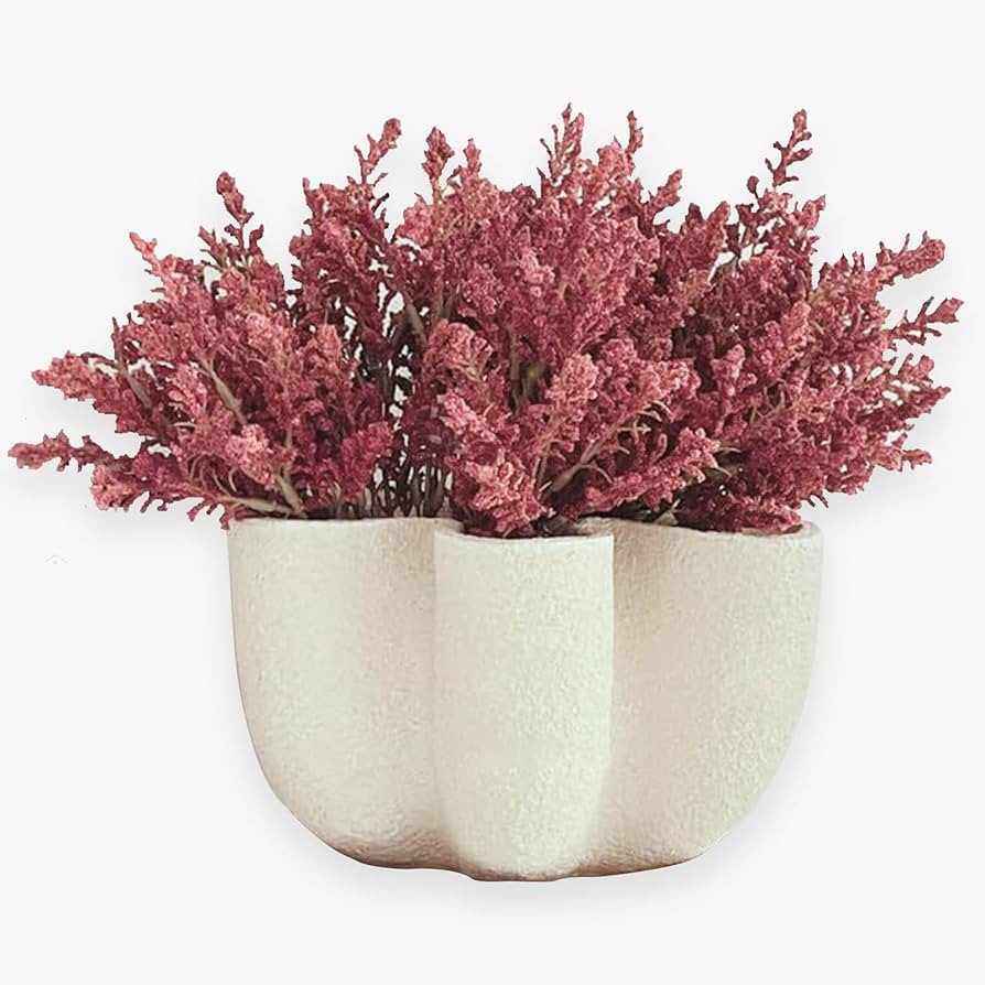 Fluted Vase for Flower Decor, 9.5” Curved Fluted Unique Vase, Modern Textured Decorative Funky ... | Amazon (US)