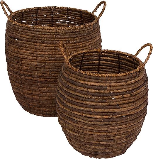 Trademark Innovations Woven Wicker Decorative Storage Baskets with Handles - Set of 2 | Amazon (US)
