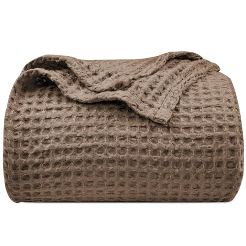 PHF Ultra Soft Waffle Weave Blanket Queen Size 90"x 90"- Washed Lightweight Breathable Cozy Woven Blanket for Bed - Aesthetic Decor for Couch Bedding Sofa Home Car - Cocoa Brown | Amazon (US)