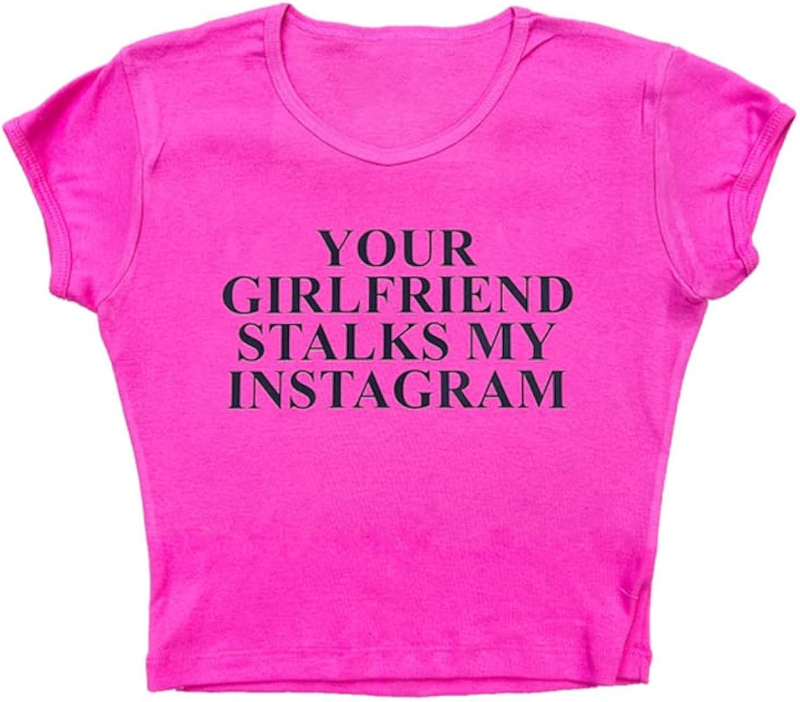 Baby Tees for Teen Girls Y2K Letter Print Crop Top Grunge Women T-Shirt | Amazon (US)