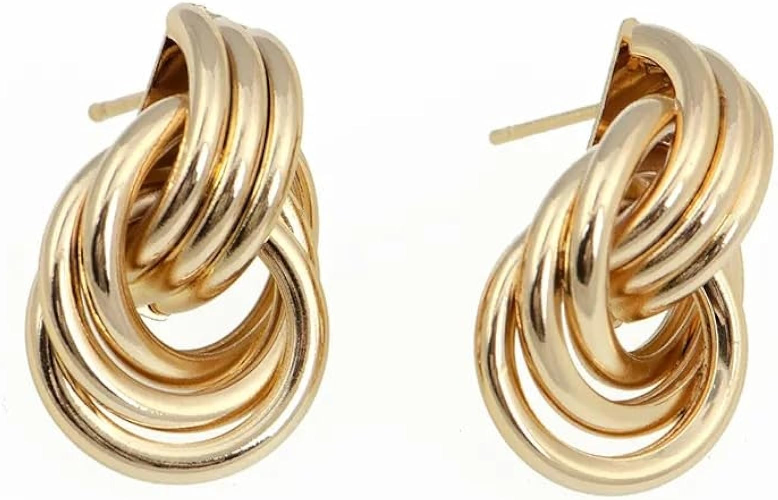 Three Layers Small Circle Knot Stud Earrings For Woman Maxi Geometric Exaggerated Trendy Metallic... | Amazon (US)