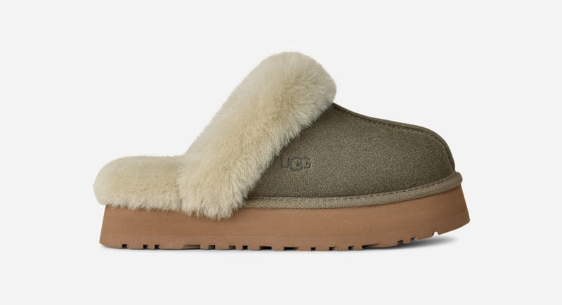 UGG® Women's Disquette Sheepskin Slippers in Moss Green/Muted Brass, Size 7 | UGG (US)