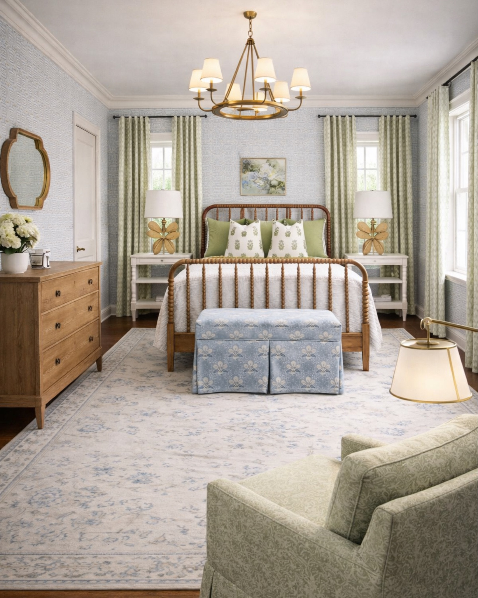 Blue and green bedroom design! 

#LTKdayinmylife #LTKHome #LTKSaleAlert