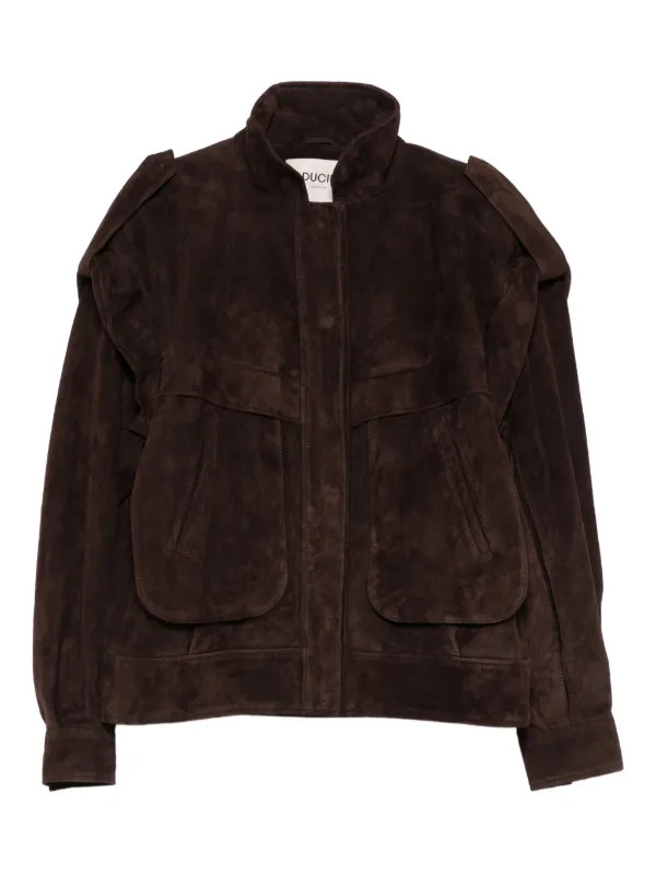 Ducie stud-fastening Suede Jacket | Brown | FARFETCH | Farfetch Global