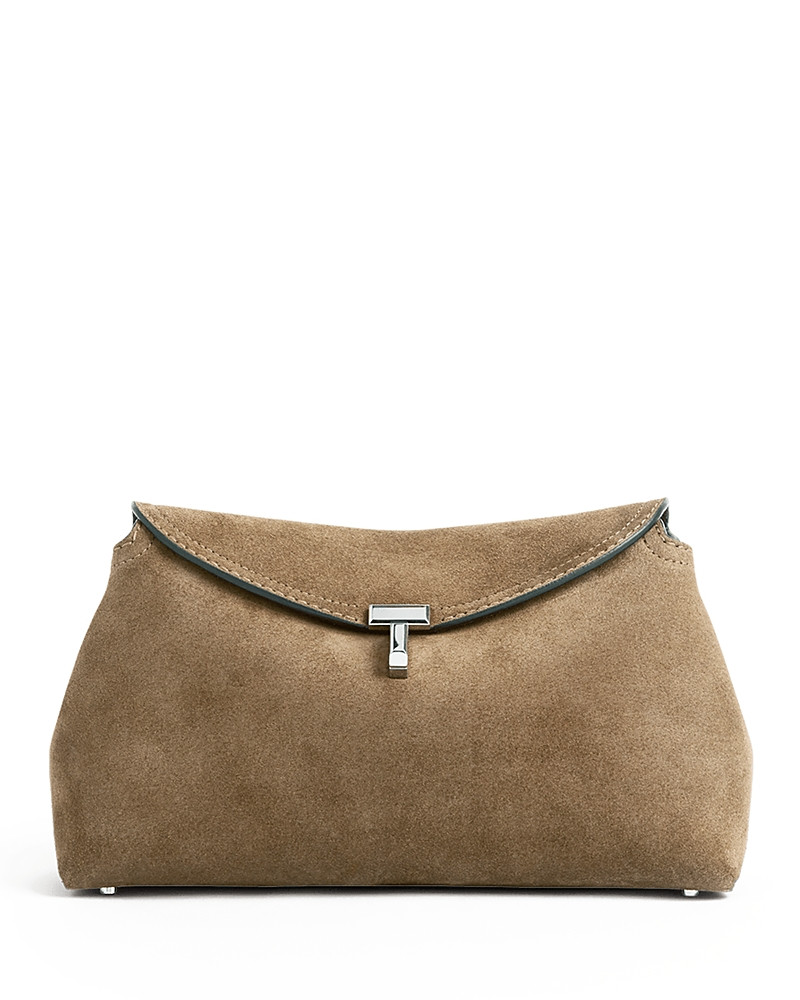 Toteme T-Lock Suede Convertible Clutch in Brown | Bloomingdale's (US)