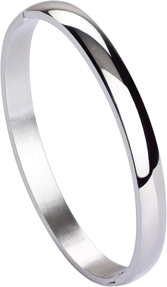 MILAKOO Womens 6MM Stainless Steel Brecelet Plain Polished Finish Cuff Bangle | Amazon (US)