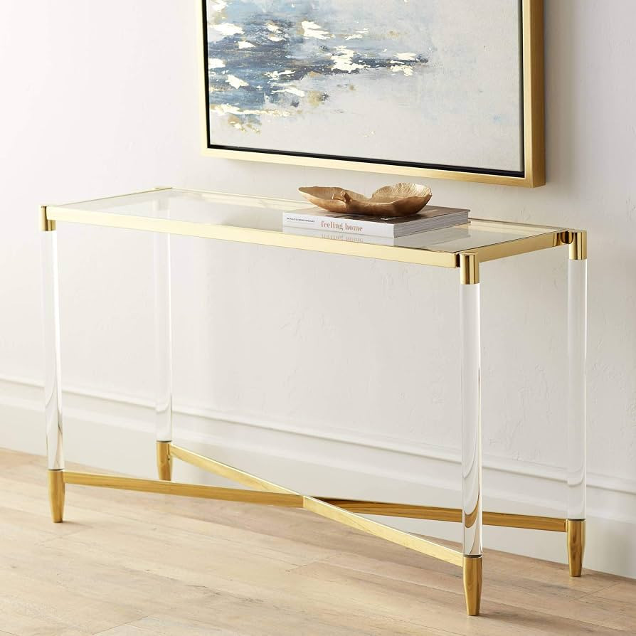 55 Downing Street Stefania Modern Glam Acrylic Rectangular Console Table 50" x 16" Clear Glass Ta... | Amazon (US)