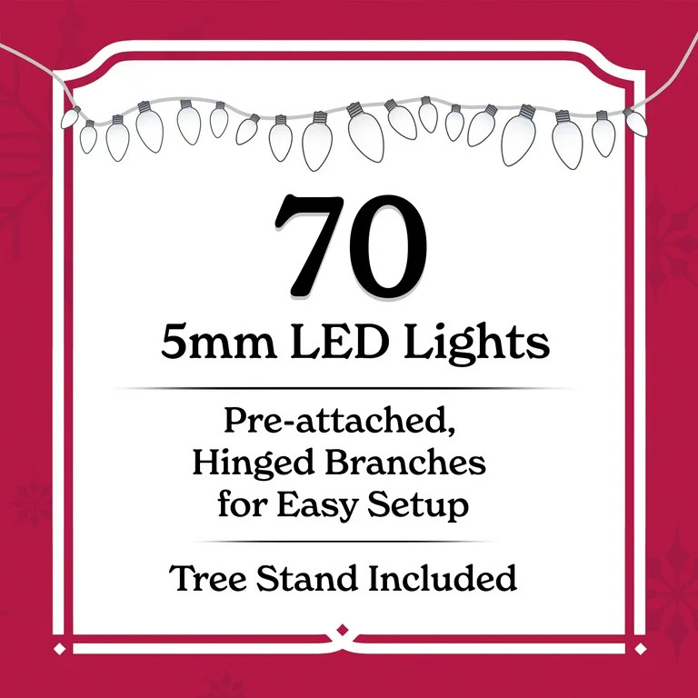 3 ft Pre-Lit Winston Pine Artificial Christmas Tree with 70 Clear LED Lights and Stand, by Holida... | Walmart (US)