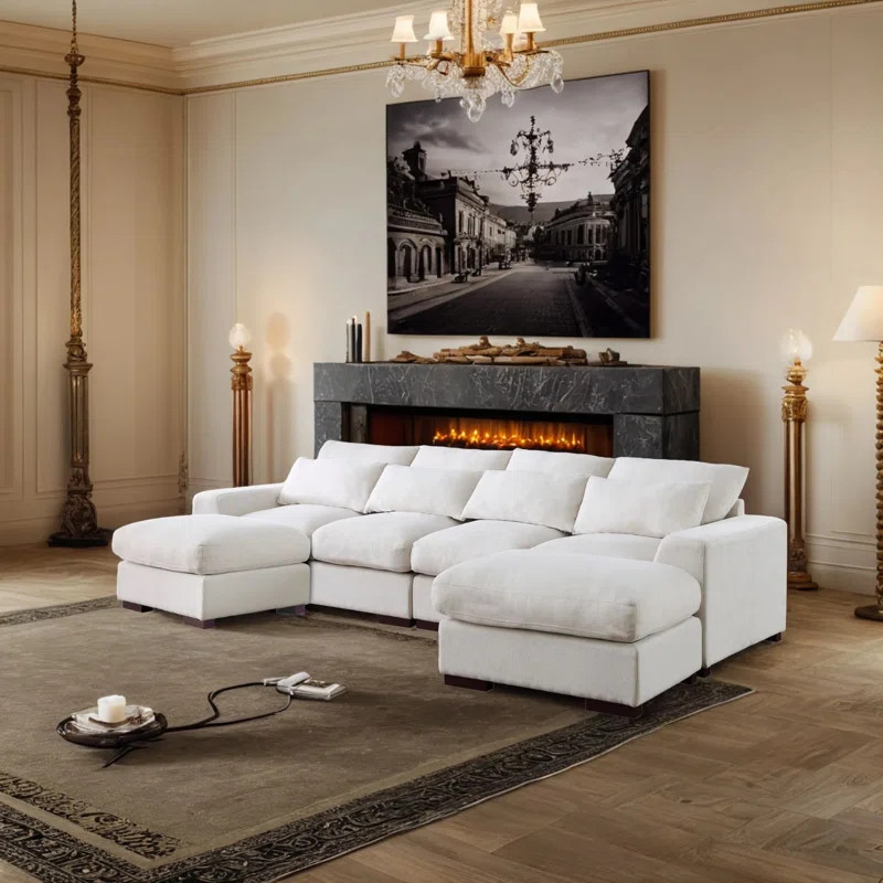 Tatman Linen Blend Sectional With 2 Ottomans,U-Shape Sectional Sofa CouchSee More byLatitude Run... | Wayfair North America