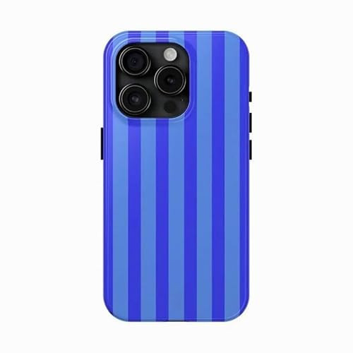 SUMALAY Striped Pattern Phone Case, Shockproof Protective Cover for iPhone and Samsung, Blue Plastic Design (Navy Blue, iPhone 16) | Amazon (US)