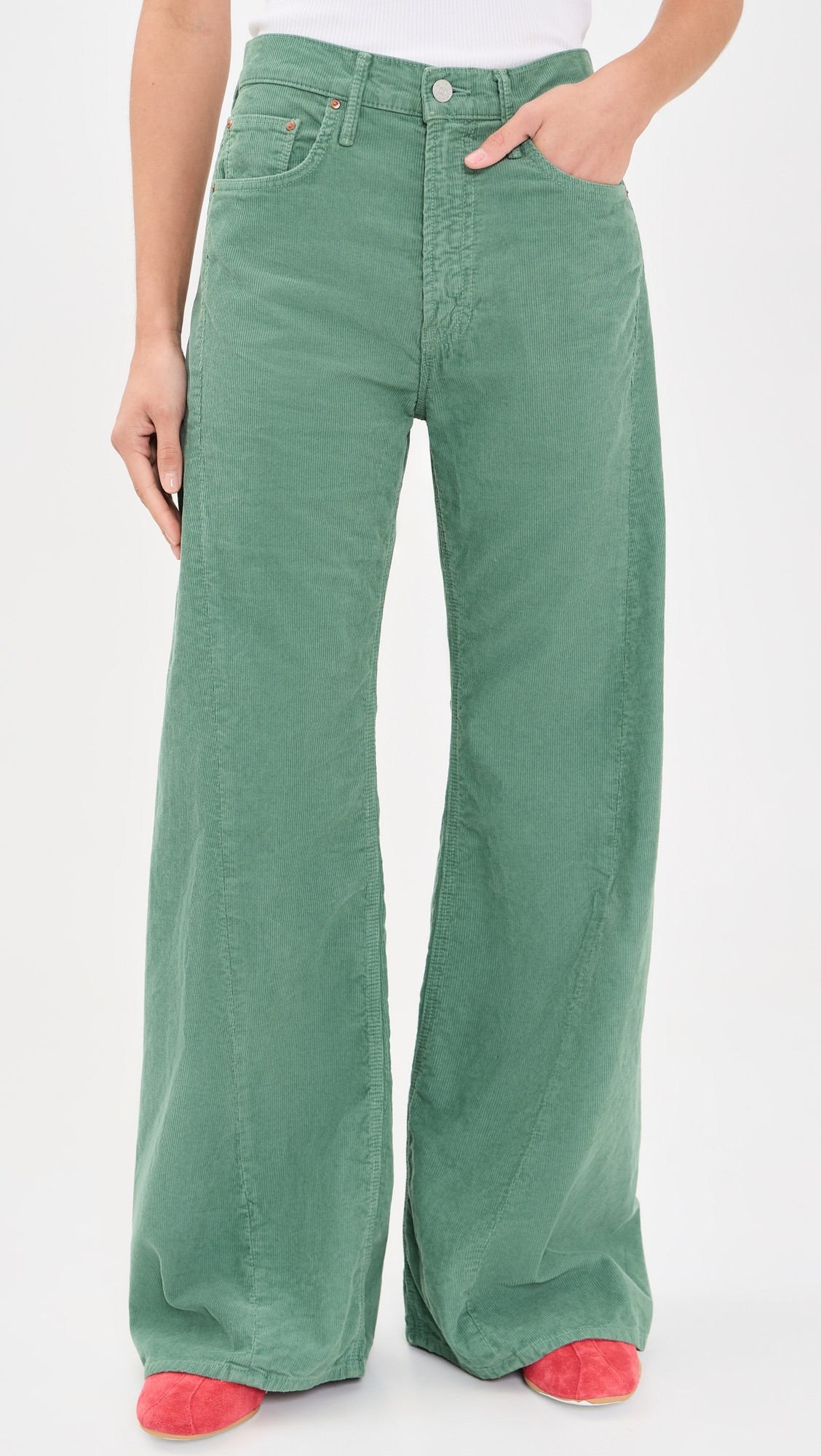 MOTHER The Lemon Twist Sneak Corduroy Jeans Dark Ivy 34 | Shopbop