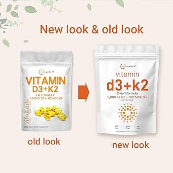 Paquete de 2 vitaminas D3 5000IU Plus K2, fórmula 2 en 1, vitamina D3 líquida con vitamina K2, ... | Amazon (US)