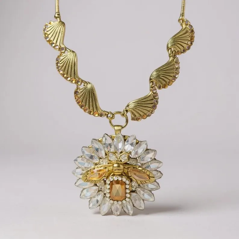 Honey, Please – 1960’s Necklace Paired with a Custom Modern Pendant | Bee Statement Necklace ... | Etsy (US)