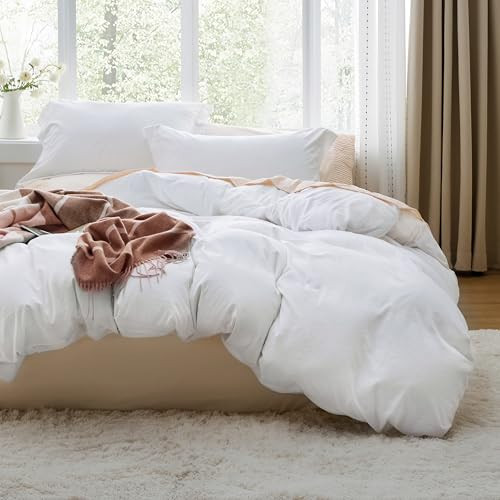 Bedsure White Duvet Cover King Size - 3 Pieces Prewashed Cotton-Like Polyester Extra Soft Bedding Set, Includes 1 Duvet Cover 104x90 Inches with Zipper Closure & 2 Pillow Shams, Comforter Not Included | Amazon (US)