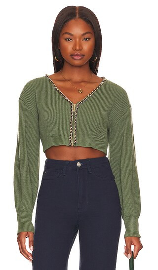 Tashia Cropped Zip Cardigan in Deep Green | Revolve Clothing (Global)
