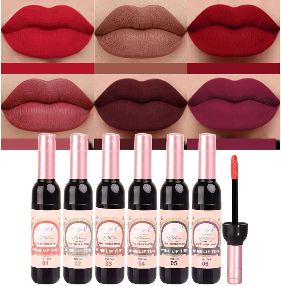 6 Colors Matte Red Wine Liquid Lipstick Pack Set,Wine Lip Tint Long Lasting 24 Hour Waterproof Ve... | Amazon (US)