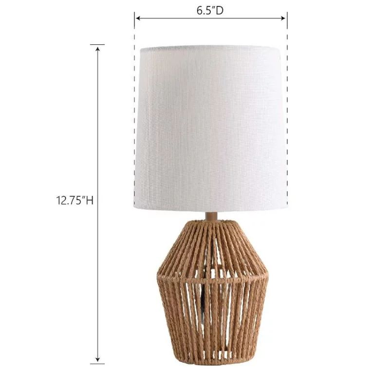 Mainstays Mini Rattan Table Lamp with Shade 12.75"H- Natural Color Finish and Boho Style | Walmart (US)