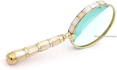 Mother-of-Pearl Magnifying Glass | 10x Magnification Loupe | Handmade Brass Magnifier with 4 Inch... | Amazon (US)