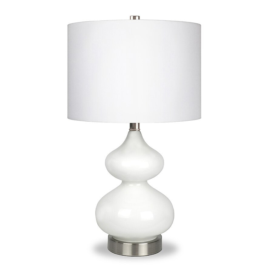 Hailey Home Katrin 235-in White Rotary Socket Table Lamp with Fabric Shade | Lowe's