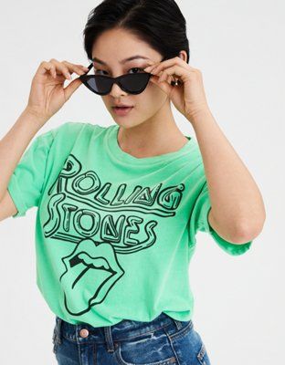 AE Neon Rolling Stones Graphic T-Shirt | American Eagle Outfitters (US & CA)