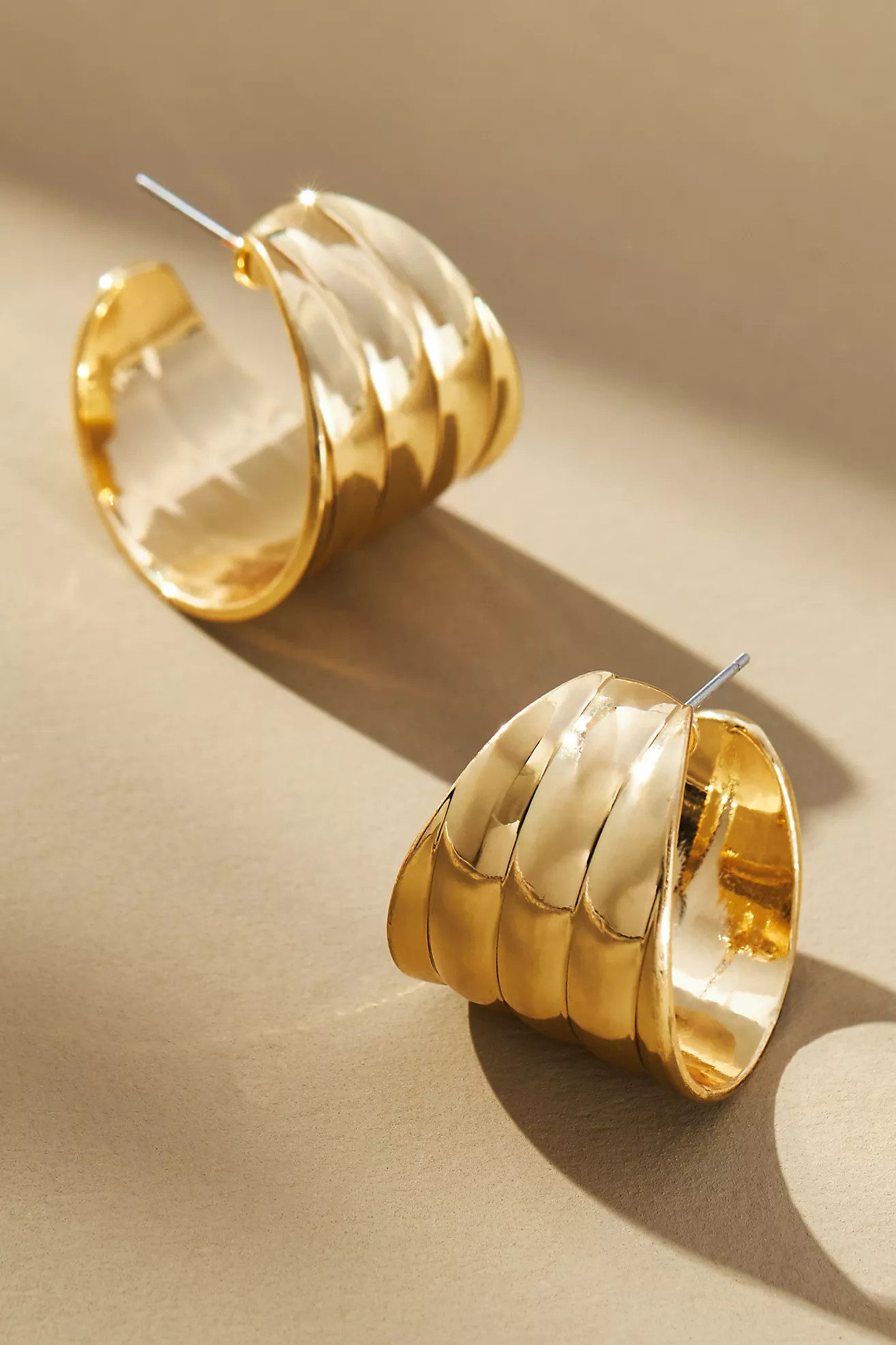 Lined Metal Hoop Earrings | Anthropologie (US)