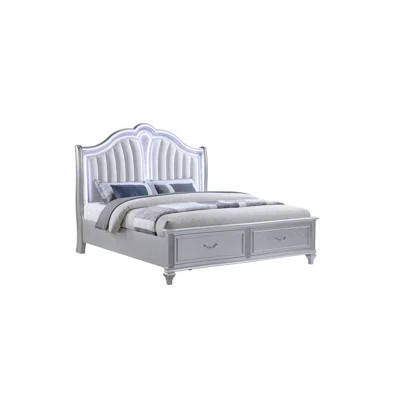 Contemporary Style Upholstered LED Headboard Bed Made With Wood | Wayfair North America