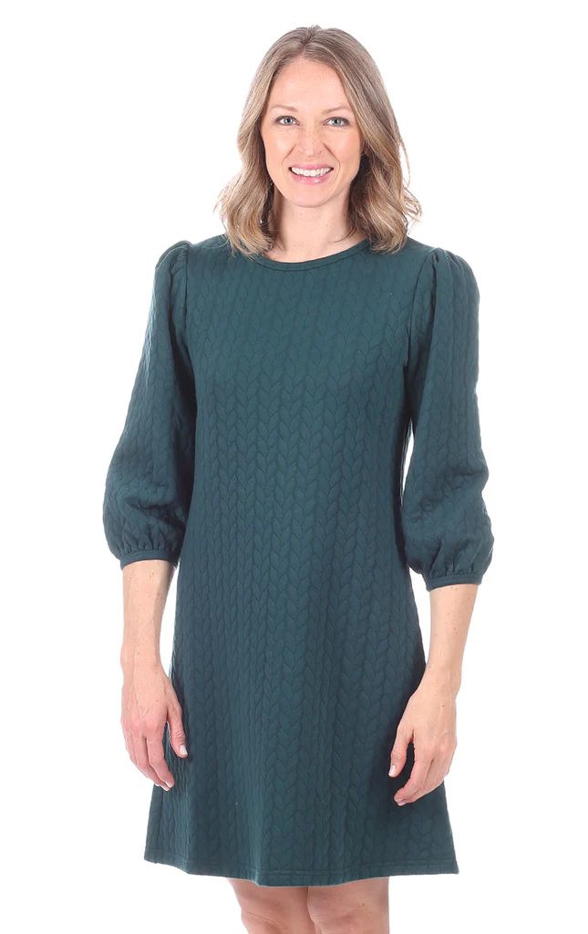 Alaina Dress in Green Cable Knit | Duffield Lane