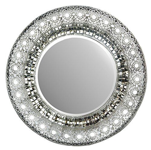 Lulu Decor, 19" Oriental Round Silver Metal Beveled Wall Mirror, Decorative Mirror for Home & Office | Amazon (US)