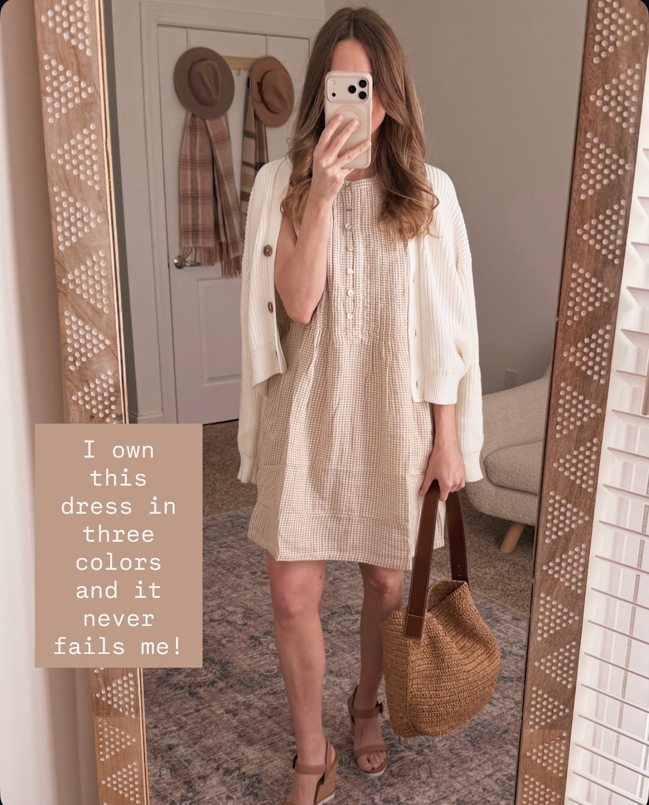 This gingham mini dress is my secret weapon when I want to look effortlessly put-together

gingham dress, spring dress, mini dress, casual dress, three quarter sleeve dress, neutral dress, comfortable dress, easy outfit, spring outfit, casual chic outfit, effortless style, woven bag, neutral sandals, everyday dress, versatile dress, preppy style

#LTKWorkwear #LTKOver40 #LTKSeasonal