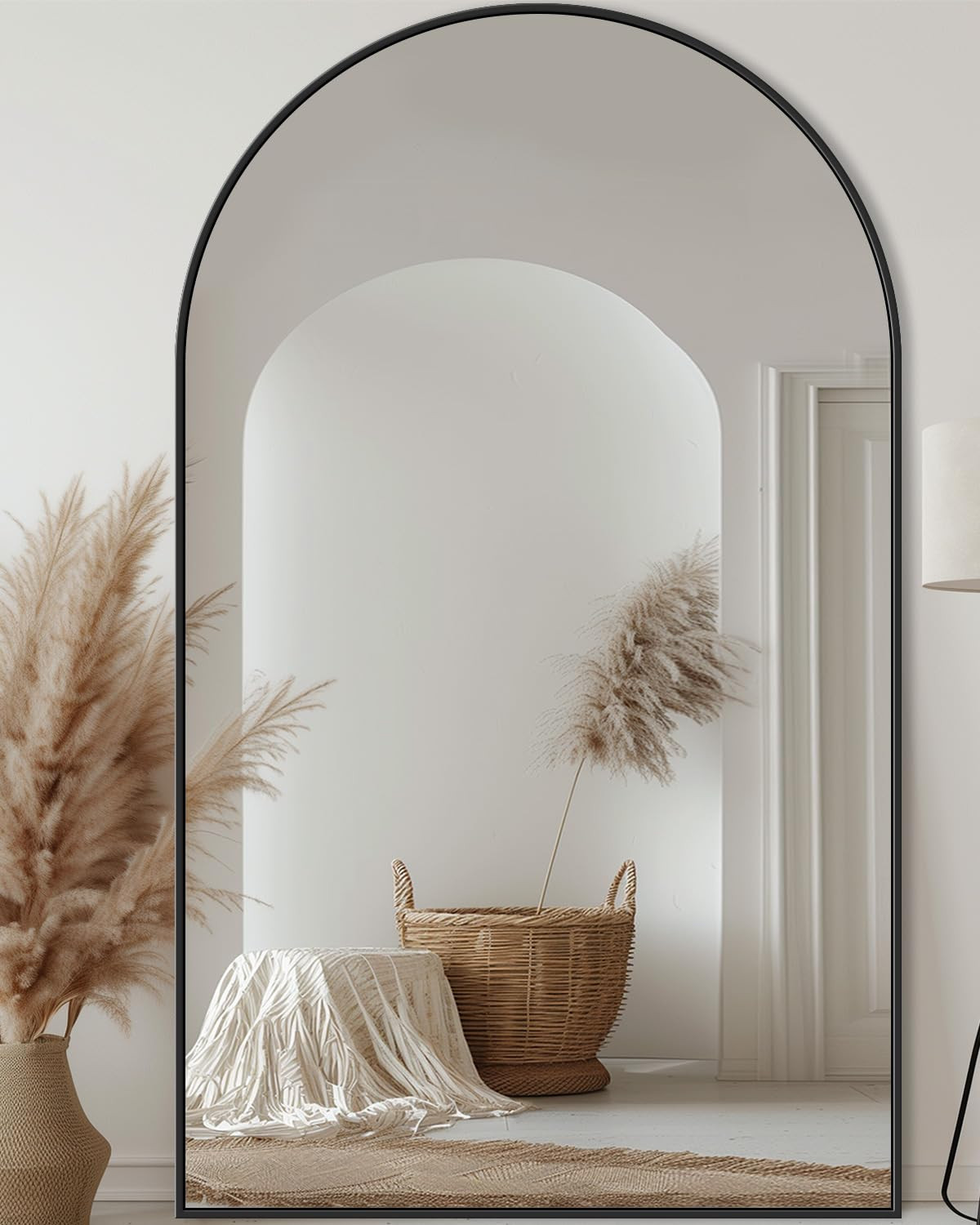 Antok Full Length Mirror, 44"x76" Oversized Floor Mirror, Arched Full Body Mirror with Stand Large Floor Standing Mirror, Hanging Mounted Mirror for Bedroom, Living Room Cloakroom, Black | Amazon (US)