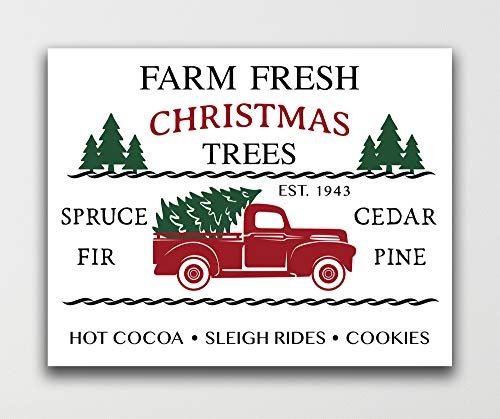 Christmas Tree Farm 11x14 UNFRAMED print, Old Red Truck Holiday Wall Art, Farm Fresh Trees Art Pr... | Amazon (US)