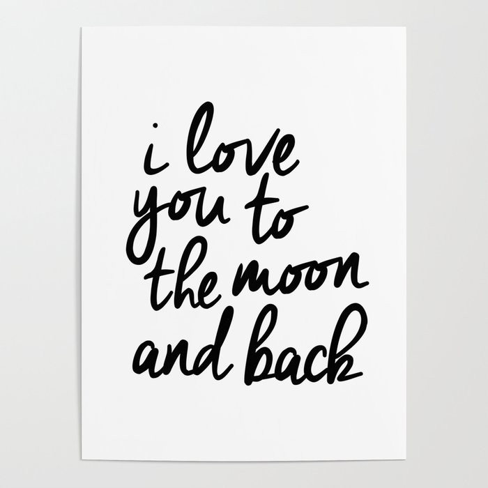 I Love You to the Moon and Back black-white kids room typography poster home wall decor canvas Po... | Society6
