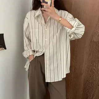 Long-Sleeve Striped Shirt | YesStyle Global