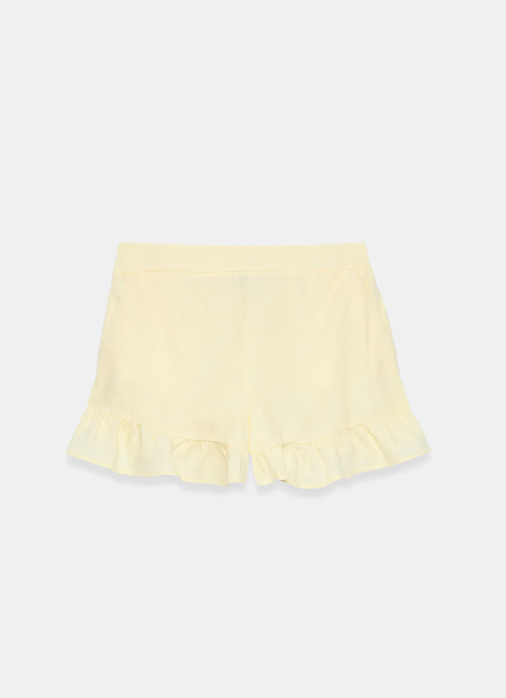 Yellow Linen Ruffle Trim Shorts | Mint Velvet