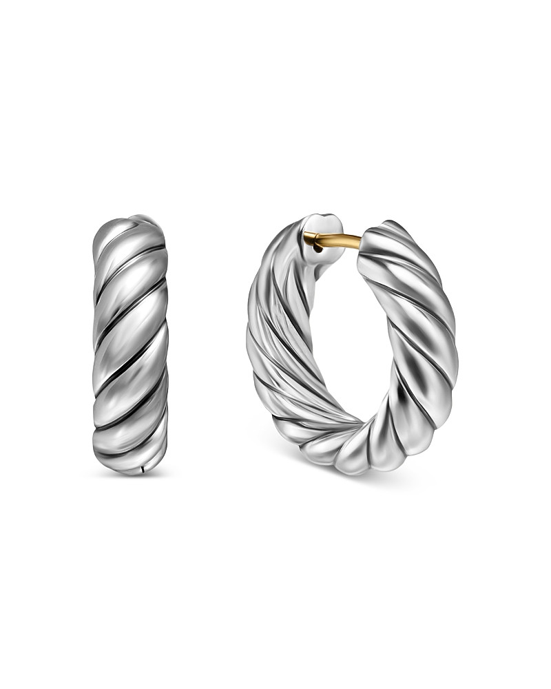 David Yurman Sculpted Cable Hoop Earrings in Sterling Silver, 18.6mm | Bloomingdale's (US)