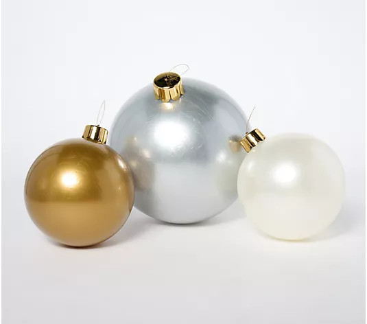 Holiball S/3 Oversized Indoor/Outdoor Inflatable Ornaments | QVC